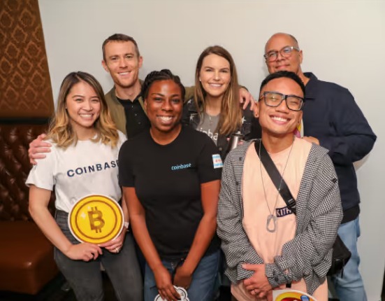 Coinbase team at a company event